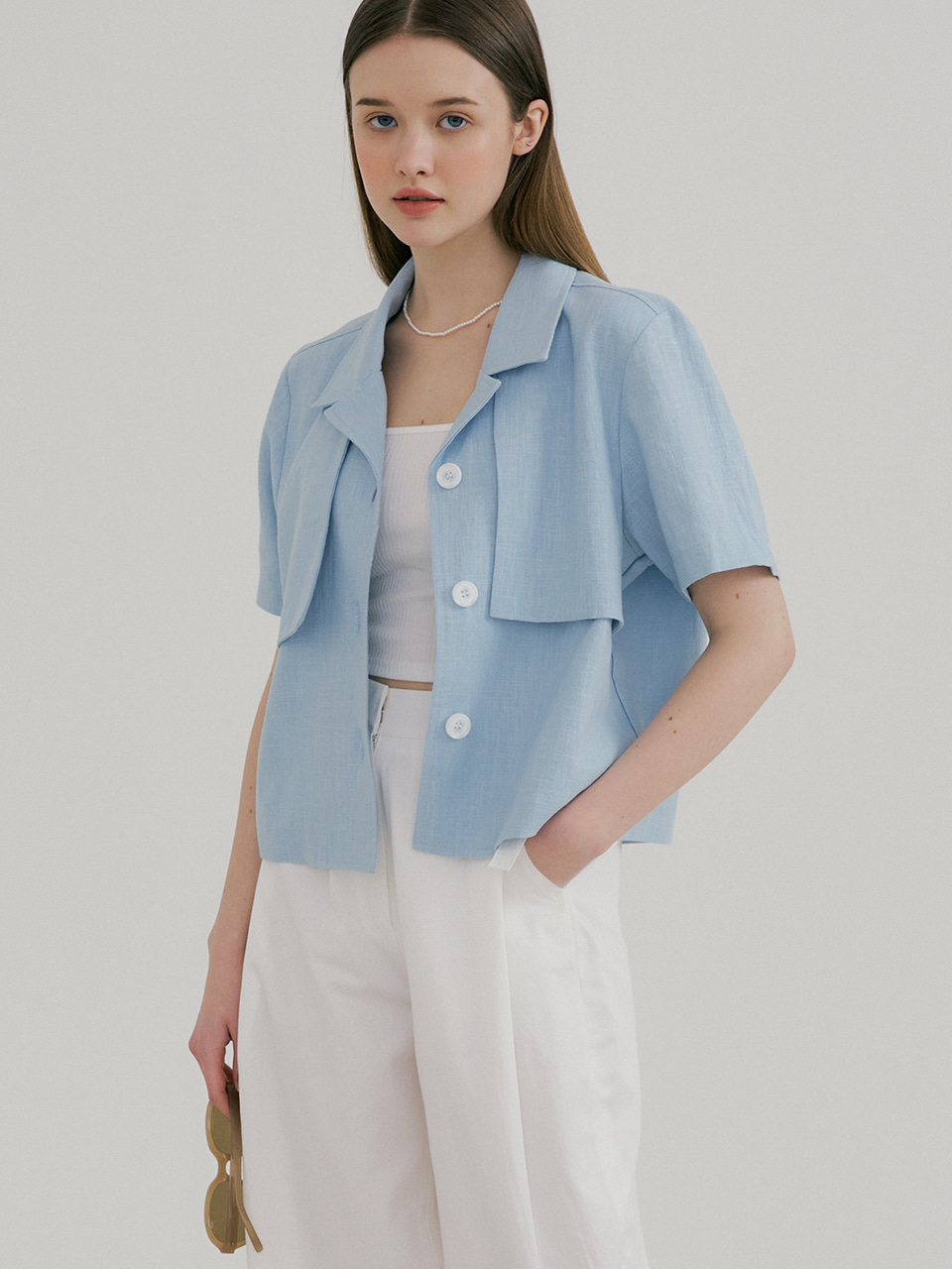 monts 1482 half trench shirt (sky blue)
