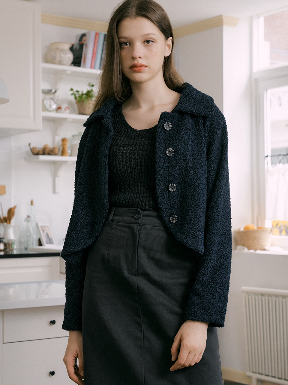 monts 1531 curly round cardigan (navy)