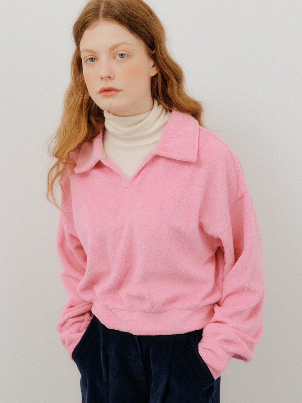 monts 1542 open collar terri sweatshirt (pink)