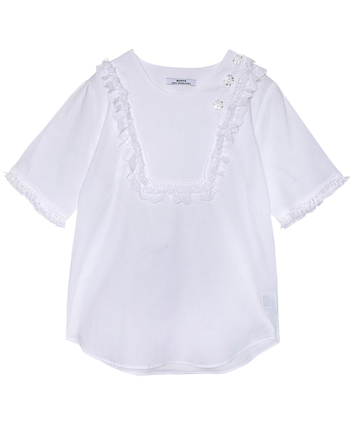 monts934  lace tassel blouse (white)