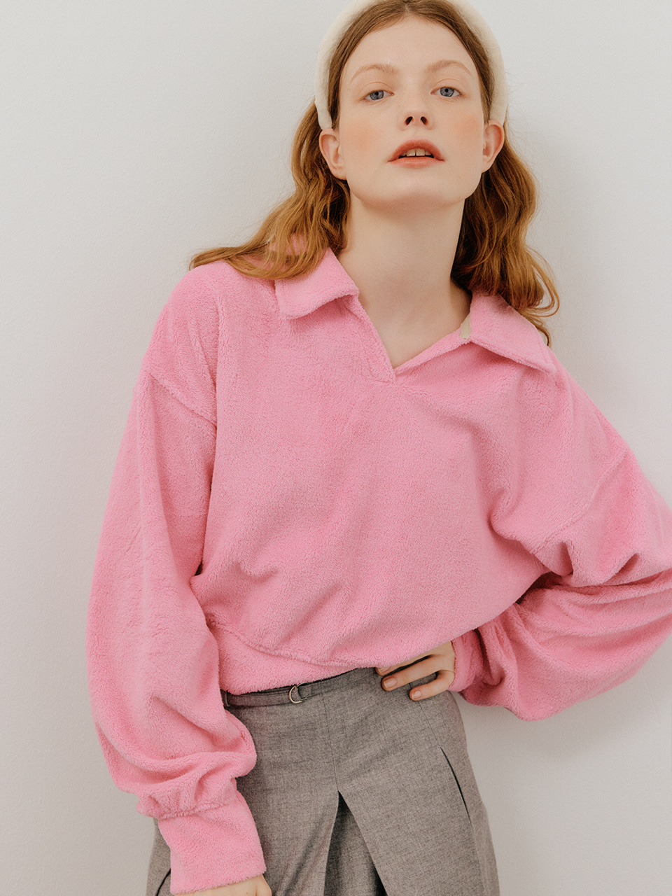 monts 1542 open collar terri sweatshirt (pink)