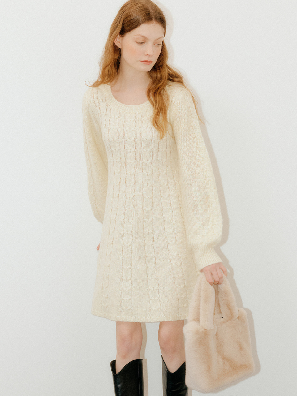 monts 1547 twisted knit dress (ivory)