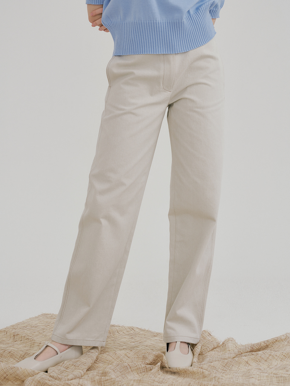 monts 1428 low waist sand cotton pants (khaki beige)